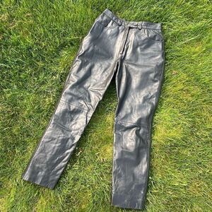 VTG 80s Harvé Benard High-Rise Black Supple Leather Pants - SZ M